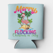 Rafraîchisseur Pour Canette Flamant rose Noël En Juillet | Flamant rose tropic (Devant)