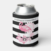 Rafraîchisseur Pour Canette Flamant rose noir et blanc en bande fête d'anniver (Can devant)