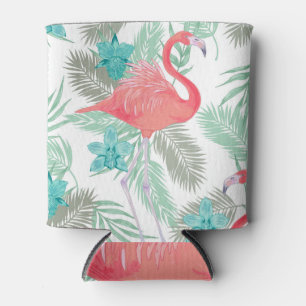 Rafraîchisseur Pour Canette Flamant rose, orchidée : motif vintage romantique.