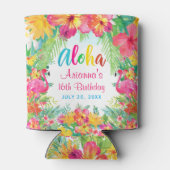 Rafraîchisseur Pour Canette Flamant rose tropical Aloha Luau Anniversaire (Dos)