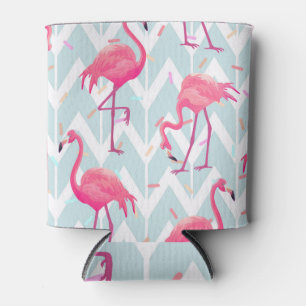 Rafraîchisseur Pour Canette Flamants roses gris clair : Vintage tropical.