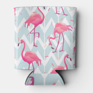 Rafraîchisseur Pour Canette Flamants roses gris clair : Vintage tropical.