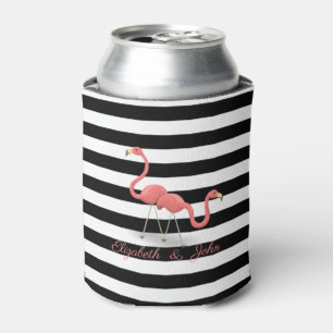 Rafraîchisseur Pour Canette Flamants roses mignons ,Rayures noires et blanches