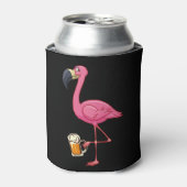 Rafraîchisseur Pour Canette Flamingo Drinking Beer - Funny Pink Flamingo (Can devant)