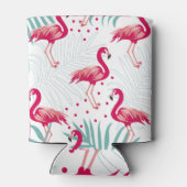 Rafraîchisseur Pour Canette Flamingo tropical et feuille, motif d'été. (Dos)