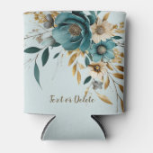 Rafraîchisseur Pour Canette Fleur blanche turquoise Feuille d'or élégant (Devant)