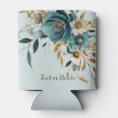 Rafraîchisseur Pour Canette Fleur blanche turquoise Feuille d'or élégant (Dos)
