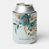 Rafraîchisseur Pour Canette Fleur blanche turquoise Feuille d'or élégant (Can Dos)