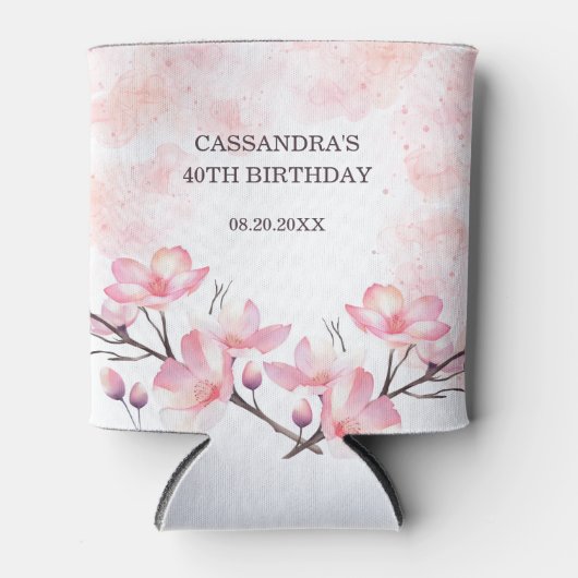 Rafraîchisseur Pour Canette Fleur de cerisier moderne Pink Splash Anniversaire (Devant)