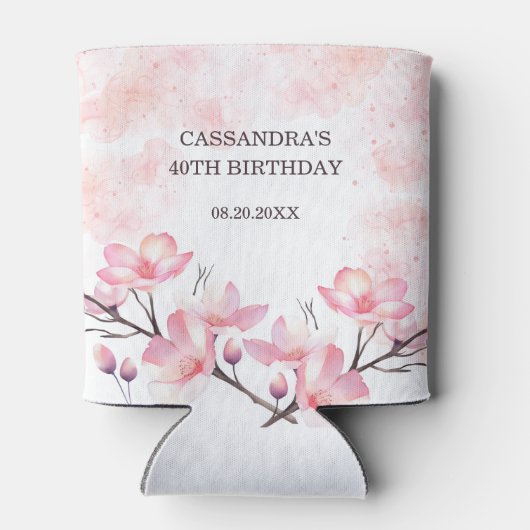 Rafraîchisseur Pour Canette Fleur de cerisier moderne Pink Splash Anniversaire (Dos)
