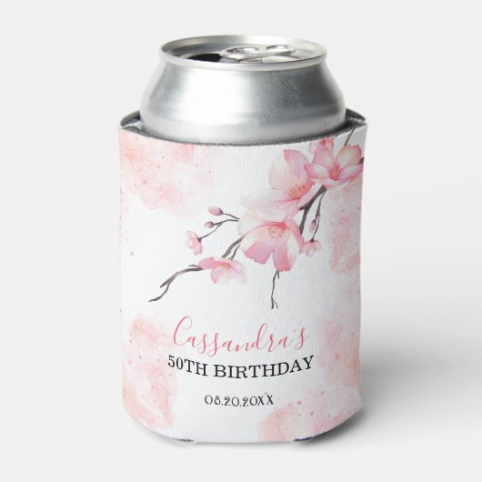 Rafraîchisseur Pour Canette Fleur de cerisier rose Fleur Anniversaire (Can devant)