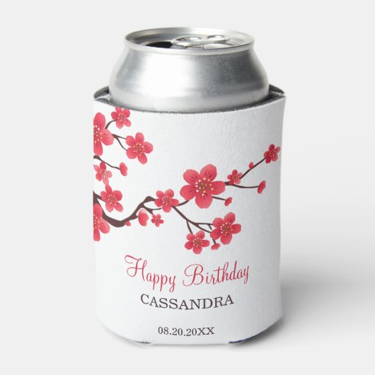 Rafraîchisseur Pour Canette Fleur de cerisier rouge Sakura Fleur anniversaire (Can devant)