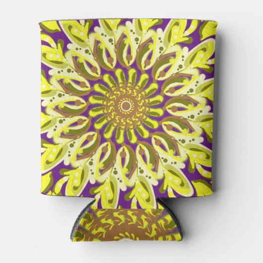 Rafraîchisseur Pour Canette Fleur de chrysanthème jaune violet Abstrait (Devant)
