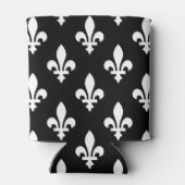 Rafraîchisseur Pour Canette Fleur de Lis Motif, Royal French, Blanc sur Noir (Dos)