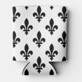 Rafraîchisseur Pour Canette Fleur de Lis Motif, Royal French, Noir sur Blanc (Devant)