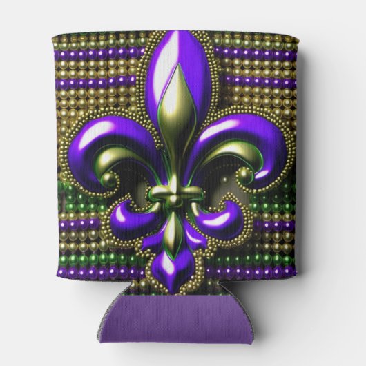Rafraîchisseur Pour Canette Fleur de lis perlé Mardi Gras (Dos)
