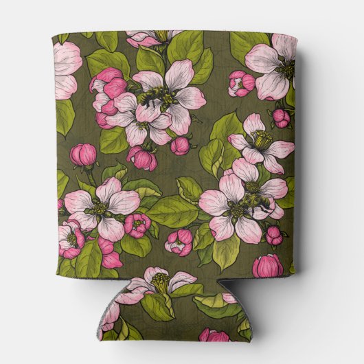 Rafraîchisseur Pour Canette Fleur de pomme sur vert foncé (Dos)