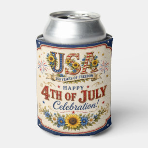 Rafraîchisseur Pour Canette Fleur de tournesol patriotique vintage 4 juillet 2