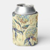 Rafraîchisseur Pour Canette Fleur d'Hydrangée : Blanc Bleu Vintage. (Can devant)