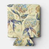 Rafraîchisseur Pour Canette Fleur d'Hydrangée : Blanc Bleu Vintage. (Dos)