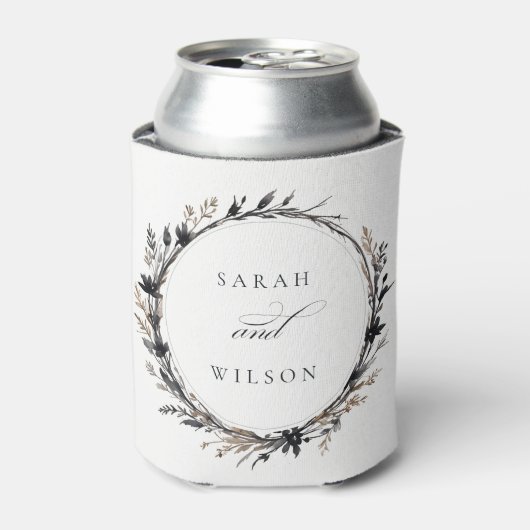 Rafraîchisseur Pour Canette Fleur sauvage Boho Black Brown Automne Mariage (Can devant)