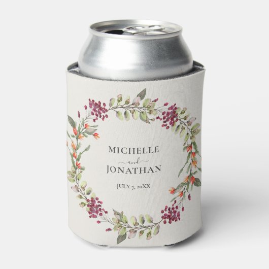 Rafraîchisseur Pour Canette Fleur sauvage Meadow Mariage Ecru (Can devant)