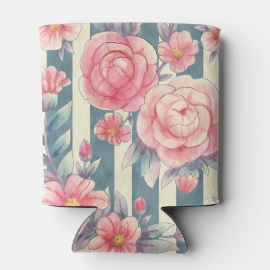 Rafraîchisseur Pour Canette Fleurs aquarelles roses pour douche de mariée à ra (Dos)