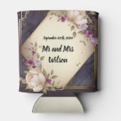 Rafraîchisseur Pour Canette Fleurs blanches et violettes élégantes sur marbre (Dos)