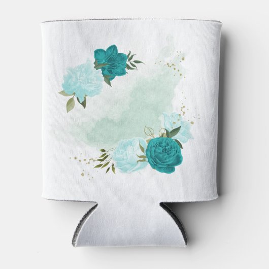 Rafraîchisseur Pour Canette fleurs bleu turquoise clair (Devant)