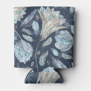 Rafraîchisseur Pour Canette Fleurs Boho Chic : Aquarelle bleu foncé P