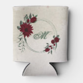 Rafraîchisseur Pour Canette fleurs bordeaux romantiques et mariage feuille ver (Devant)