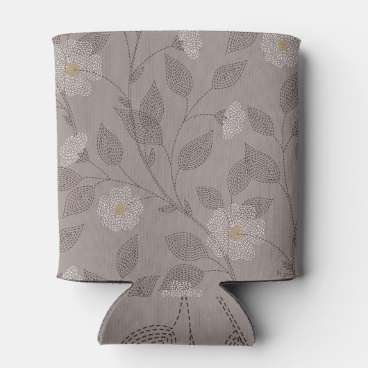 Rafraîchisseur Pour Canette Fleurs brodées et feuilles, design sans soudure. (Dos)