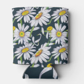 Rafraîchisseur Pour Canette Fleurs chamomiles : Aquarelle bleu foncé. (Dos)