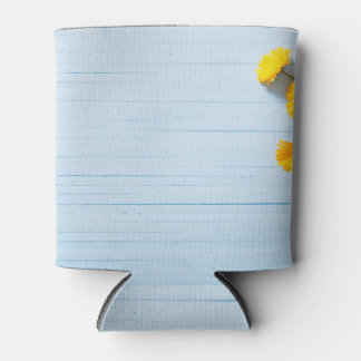 Rafraîchisseur Pour Canette Fleurs de Calendula : Arrière - plan en bois bleu