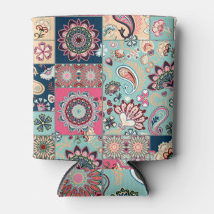 Rafraîchisseur Pour Canette Fleurs de marguerite, arrière - plan patchwork, vi