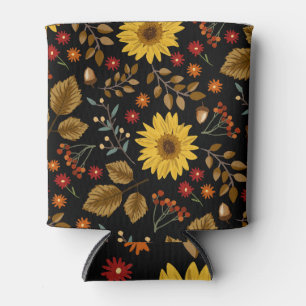 Rafraîchisseur Pour Canette Fleurs de soleil d'automne : Arrière - plan noir d