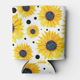 Rafraîchisseur Pour Canette Fleurs de soleil jaunes Motif Arrière - plan blanc