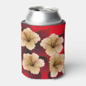 Rafraîchisseur Pour Canette Fleurs d'Hibiscus, Motif d'ivoire rouge. (Can devant)