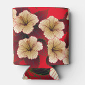 Rafraîchisseur Pour Canette Fleurs d'Hibiscus, Motif d'ivoire rouge. (Dos)