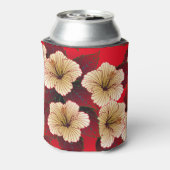 Rafraîchisseur Pour Canette Fleurs d'Hibiscus, Motif d'ivoire rouge. (Can Dos)