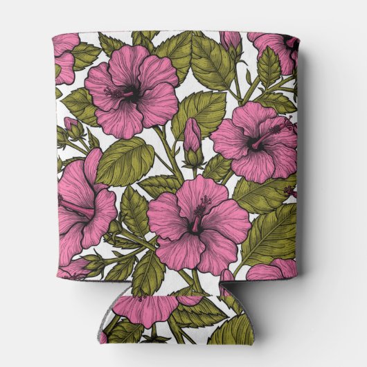 Rafraîchisseur Pour Canette Fleurs d'hibiscus roses (Dos)