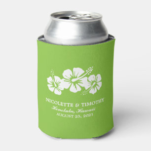 Rafraîchisseur Pour Canette Fleurs d'Hibiscus tropicaux  Mariage vert citron