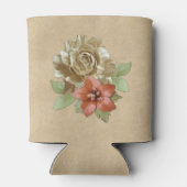 Rafraîchisseur Pour Canette Fleurs en cuir sur daim crème (Dos)