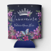Rafraîchisseur Pour Canette Fleurs et papillon princesse Quinceanera bleu Ca (Dos)
