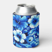 Rafraîchisseur Pour Canette Fleurs hawaïennes tropicales Hibiscus Cobalt Bleu (Can devant)