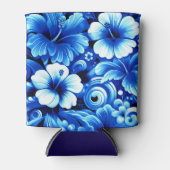 Rafraîchisseur Pour Canette Fleurs hawaïennes tropicales Hibiscus Cobalt Bleu (Devant)