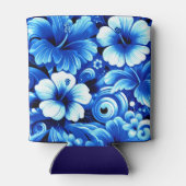 Rafraîchisseur Pour Canette Fleurs hawaïennes tropicales Hibiscus Cobalt Bleu (Dos)