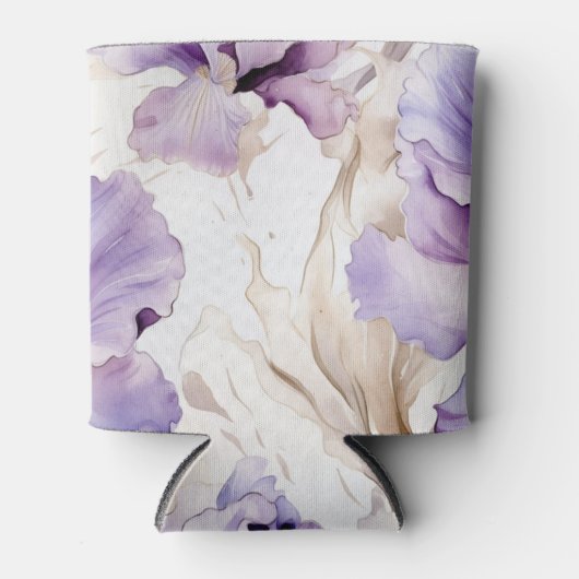 Rafraîchisseur Pour Canette Fleurs Iris À Crème Violette (Devant)