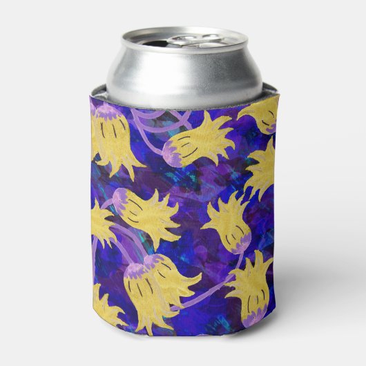 Rafraîchisseur Pour Canette Fleurs jaunes : aquarelle arrière - plan foncée (Can devant)