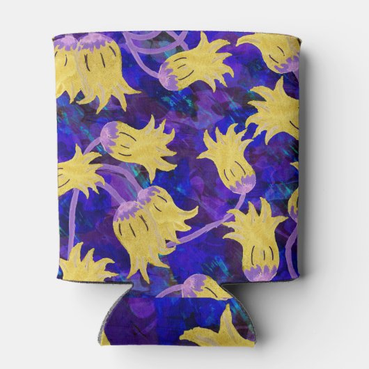 Rafraîchisseur Pour Canette Fleurs jaunes : aquarelle arrière - plan foncée (Dos)